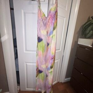 Colorful Pleated Maxi Dress